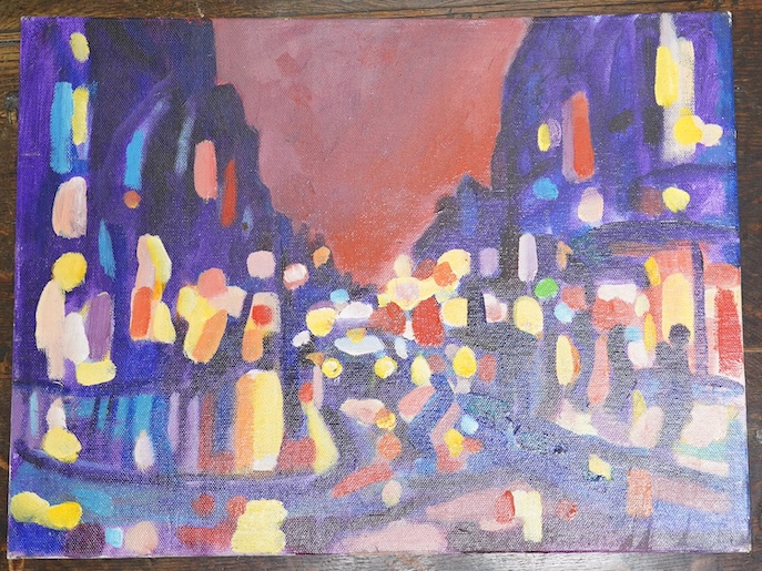 Paul Cartino, oil on canvas board, ‘Sloane Square’, signed verso and dated 2007, 31 x 40cm, unframed. Condition - good, board warped